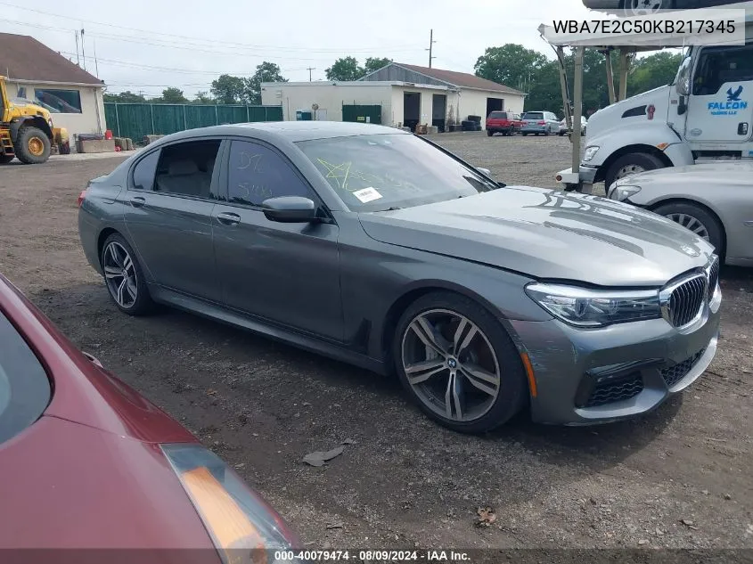 2019 BMW 740I VIN: WBA7E2C50KB217345 Lot: 40079474