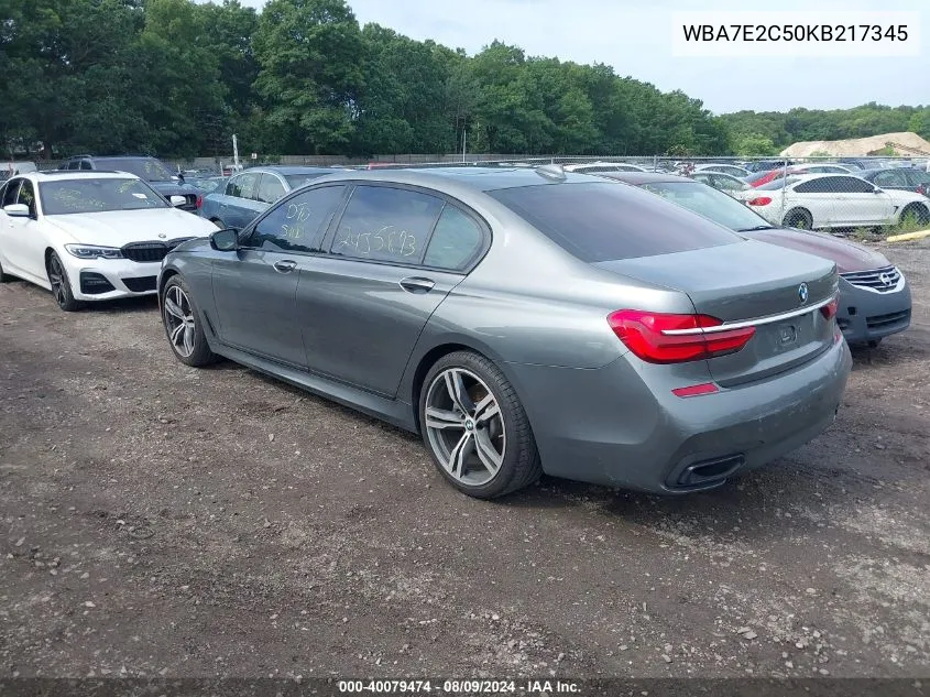 2019 BMW 740I VIN: WBA7E2C50KB217345 Lot: 40079474