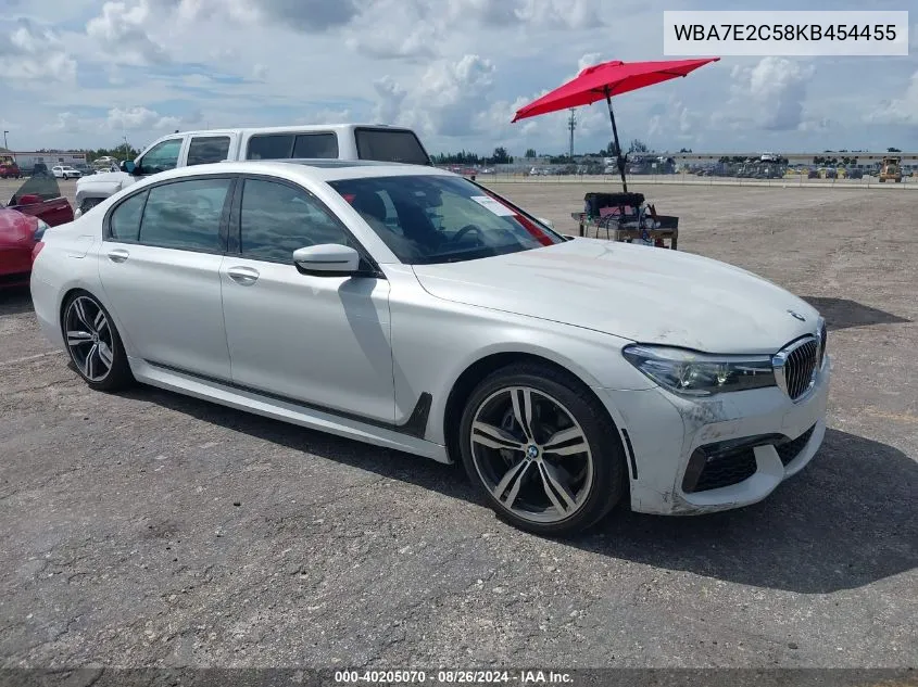 2019 BMW 740I VIN: WBA7E2C58KB454455 Lot: 40205070