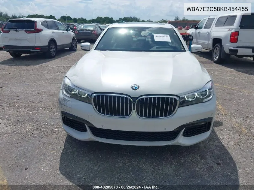 2019 BMW 740I VIN: WBA7E2C58KB454455 Lot: 40205070