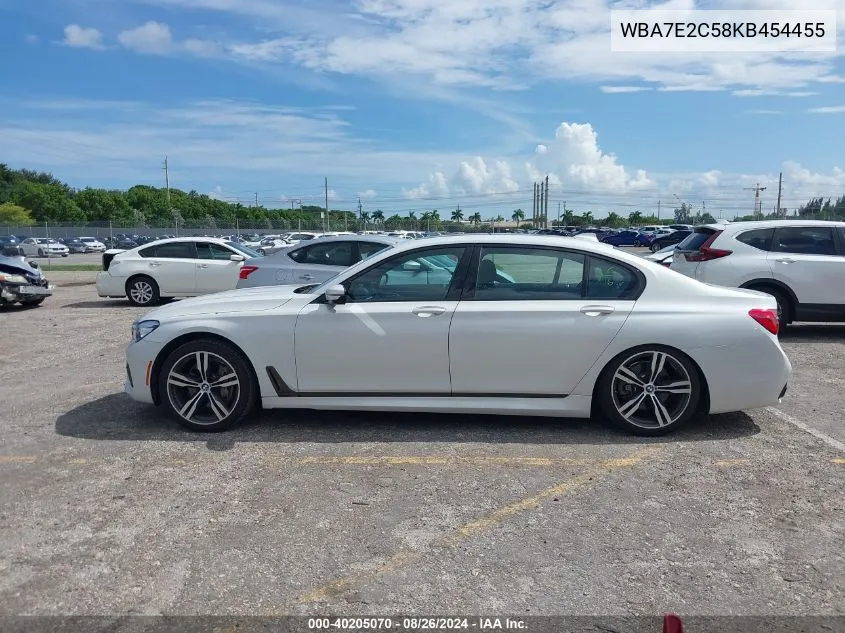 2019 BMW 740I VIN: WBA7E2C58KB454455 Lot: 40205070