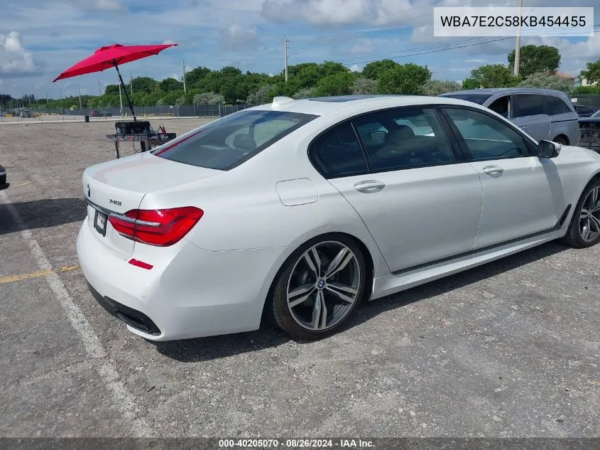 2019 BMW 740I VIN: WBA7E2C58KB454455 Lot: 40205070