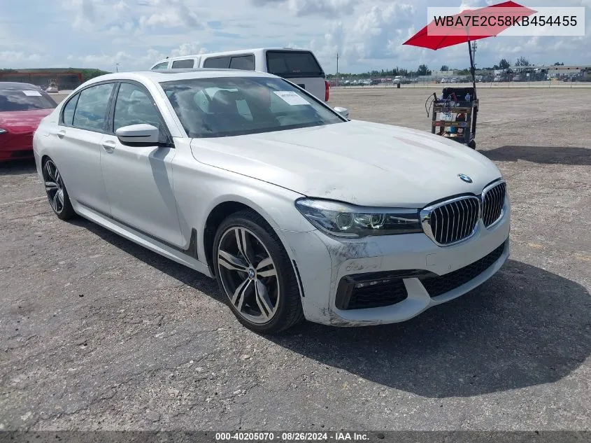 2019 BMW 740I VIN: WBA7E2C58KB454455 Lot: 40205070