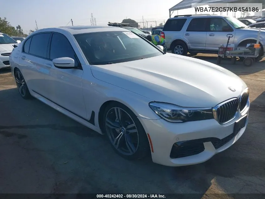 2019 BMW 740I VIN: WBA7E2C57KB454186 Lot: 40242402