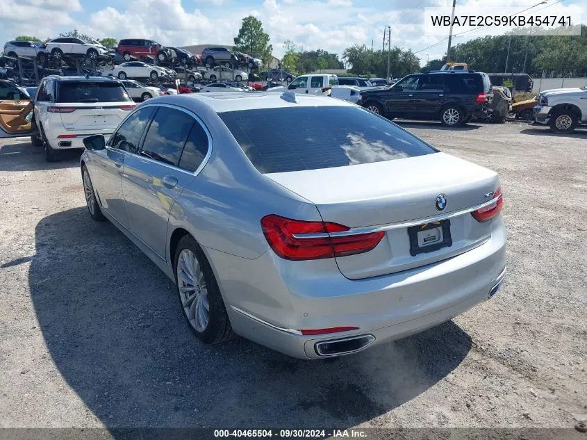 2019 BMW 740I VIN: WBA7E2C59KB454741 Lot: 40465504