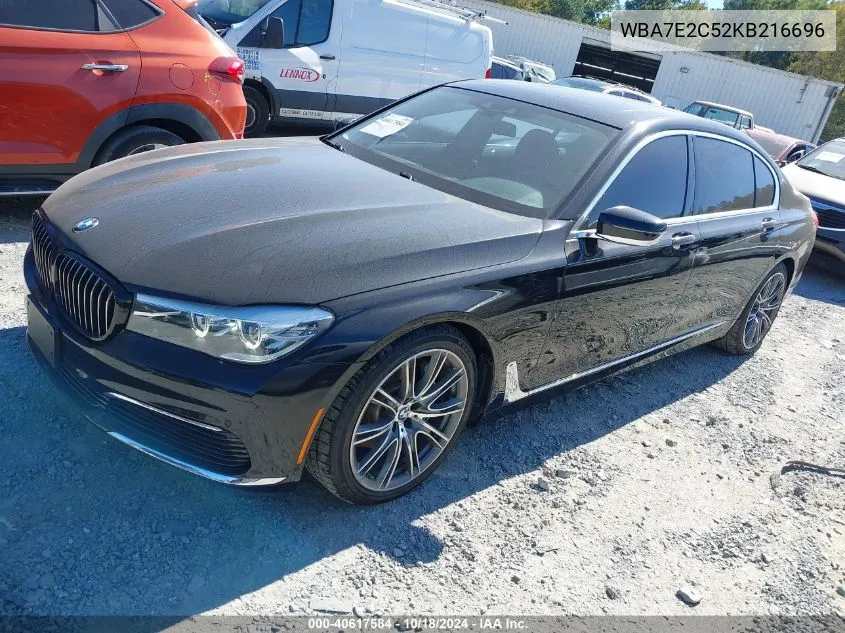 2019 BMW 740I VIN: WBA7E2C52KB216696 Lot: 40617584