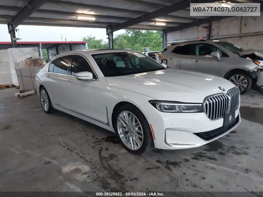 2020 BMW 740I xDrive VIN: WBA7T4C07LGG62727 Lot: 39325652