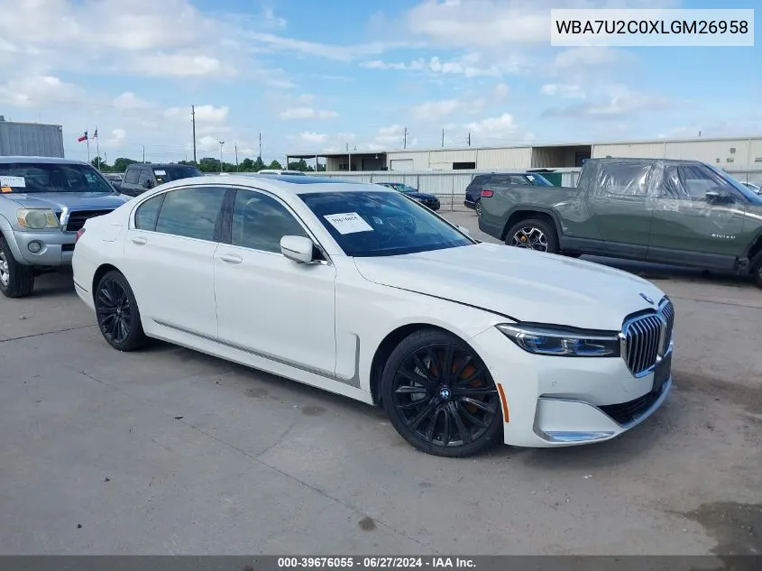 2020 BMW 750I xDrive VIN: WBA7U2C0XLGM26958 Lot: 39676055