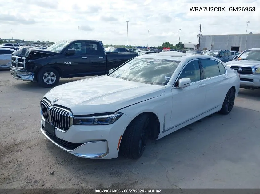 2020 BMW 750I xDrive VIN: WBA7U2C0XLGM26958 Lot: 39676055