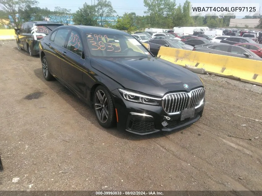 2020 BMW 740I xDrive VIN: WBA7T4C04LGF97125 Lot: 39993833