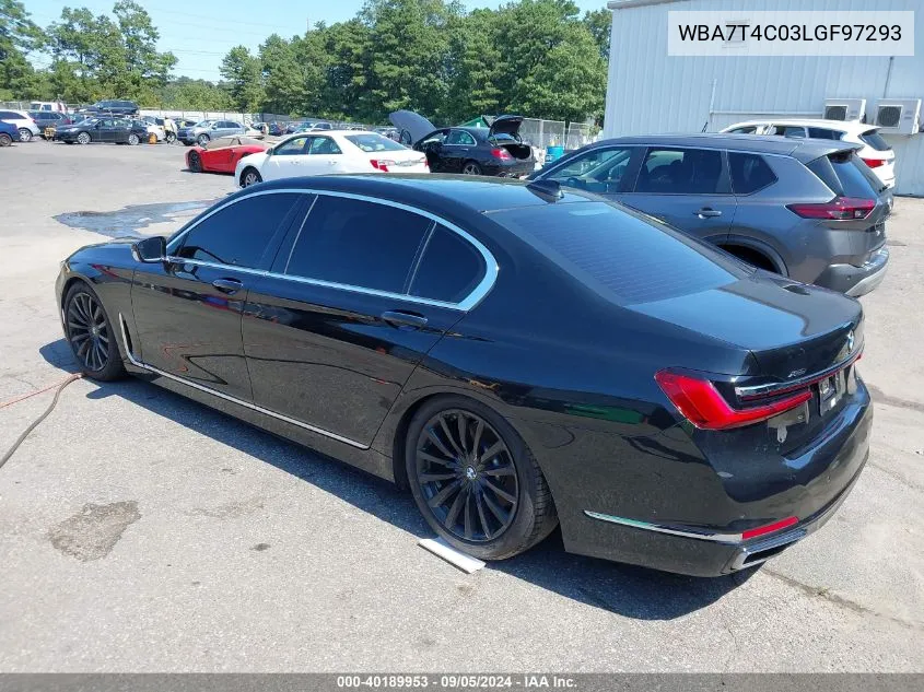 2020 BMW 740I xDrive VIN: WBA7T4C03LGF97293 Lot: 40189953