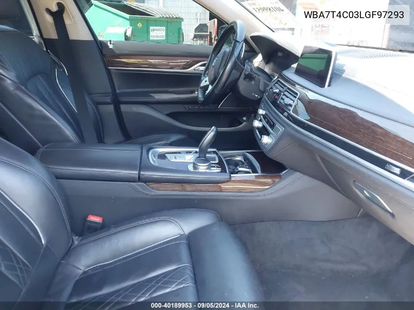 2020 BMW 740I xDrive VIN: WBA7T4C03LGF97293 Lot: 40189953