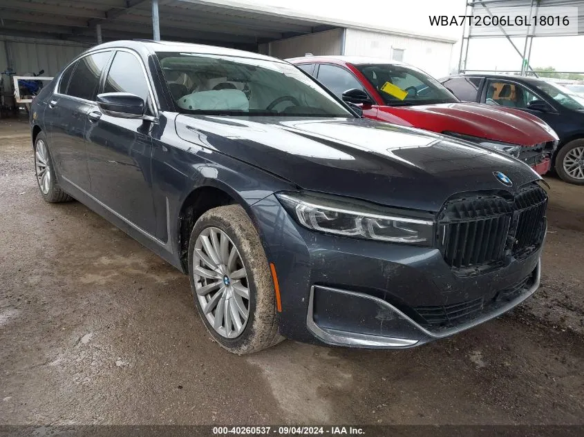 2020 BMW 740 I VIN: WBA7T2C06LGL18016 Lot: 40260537