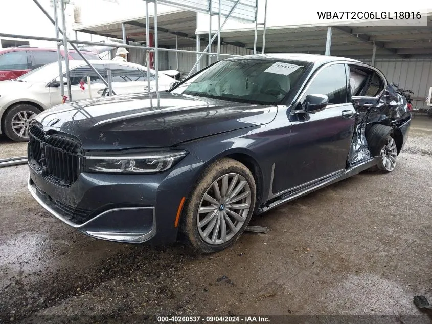 2020 BMW 740 I VIN: WBA7T2C06LGL18016 Lot: 40260537