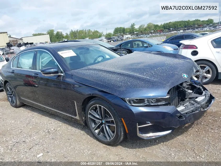 2020 BMW 750I xDrive VIN: WBA7U2C0XLGM27592 Lot: 40281257