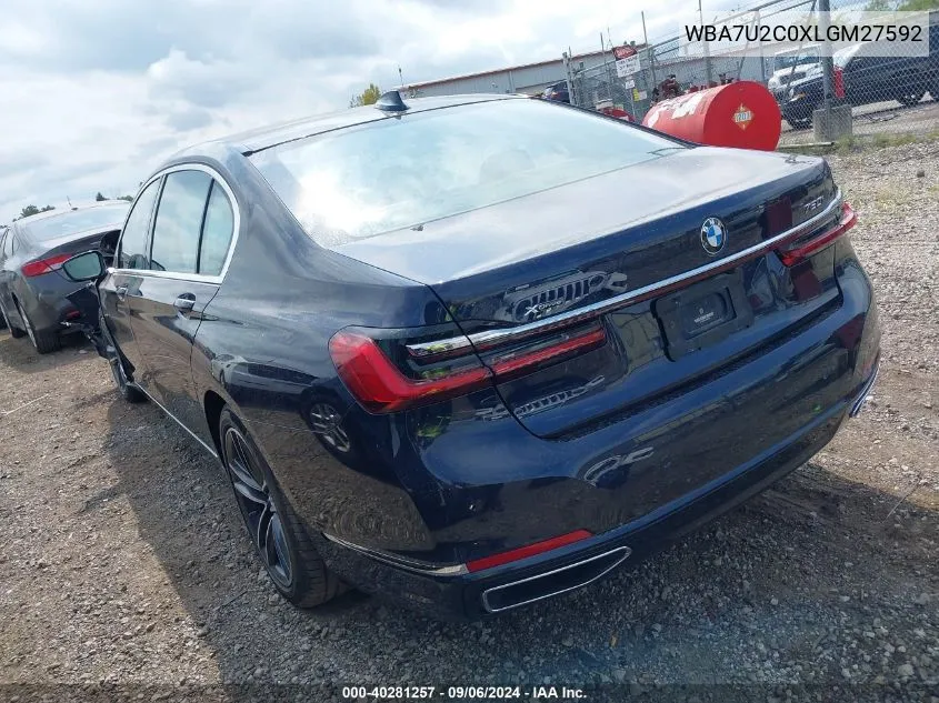 2020 BMW 750I xDrive VIN: WBA7U2C0XLGM27592 Lot: 40281257