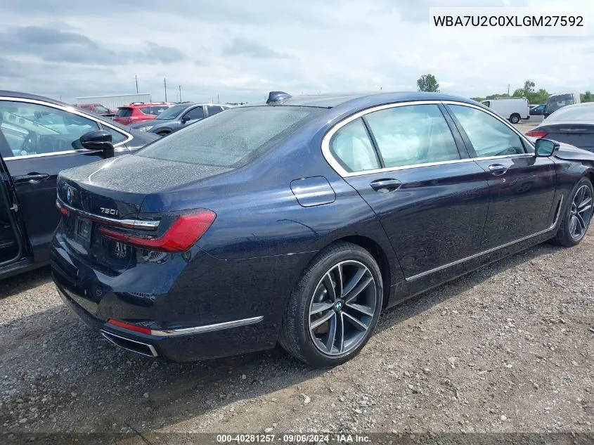 2020 BMW 750I xDrive VIN: WBA7U2C0XLGM27592 Lot: 40281257