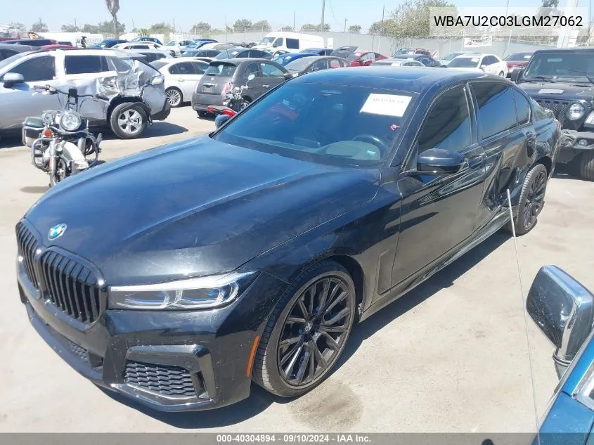 2020 BMW 750I Xi VIN: WBA7U2C03LGM27062 Lot: 40304894