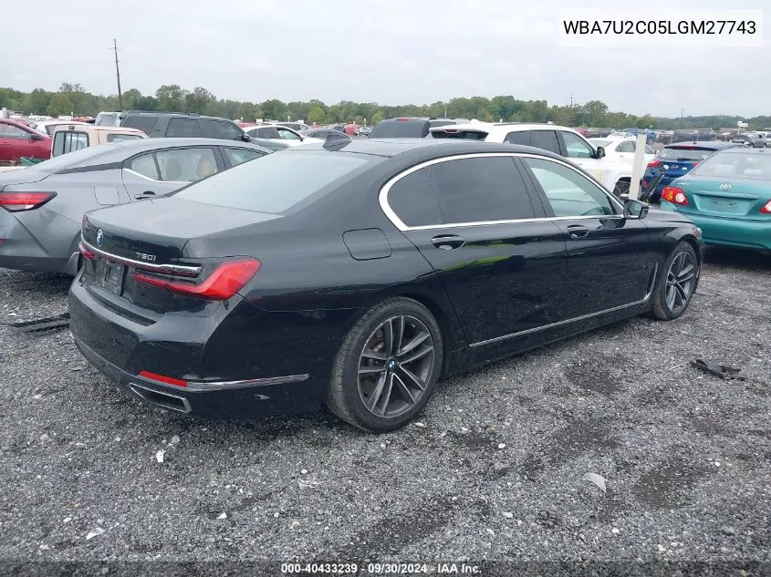 2020 BMW 750 Xi VIN: WBA7U2C05LGM27743 Lot: 40433239