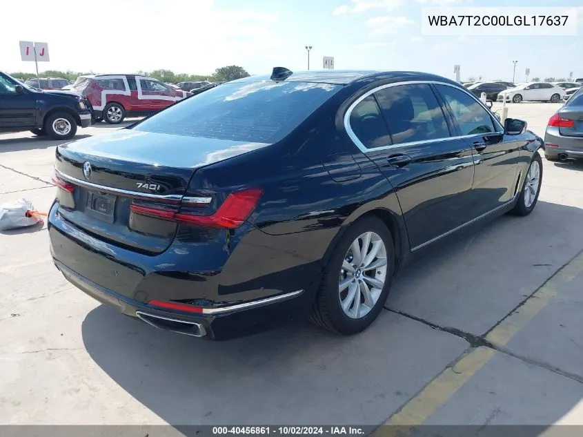 2020 BMW 740I VIN: WBA7T2C00LGL17637 Lot: 40456861