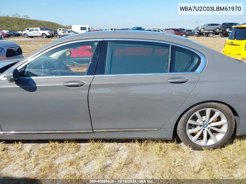 2020 BMW 750I xDrive VIN: WBA7U2C03LBM61970 Lot: 40599626