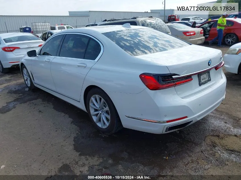 2020 BMW 740I VIN: WBA7T2C02LGL17834 Lot: 40608538