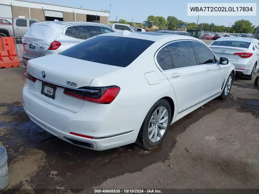 2020 BMW 740I VIN: WBA7T2C02LGL17834 Lot: 40608538