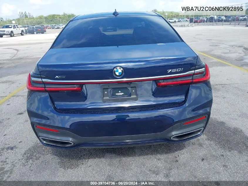 2022 BMW 750 I xDrive VIN: WBA7U2C06NCK92895 Lot: 39704736