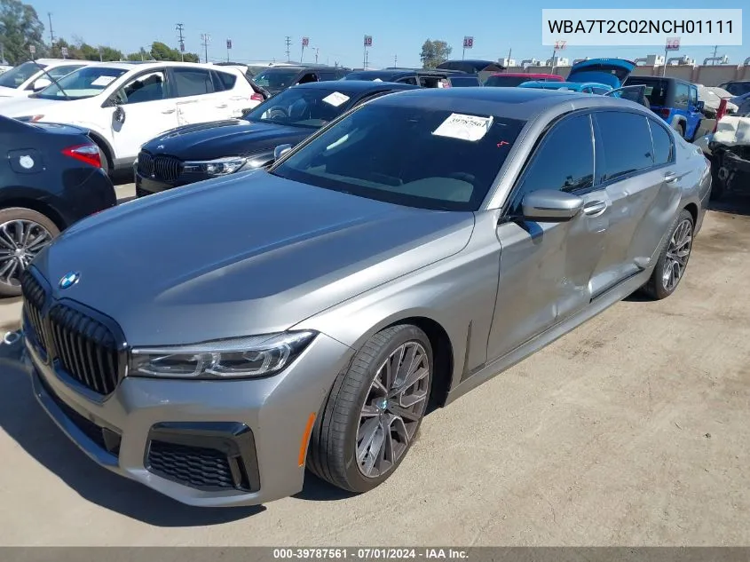 2022 BMW 740 I VIN: WBA7T2C02NCH01111 Lot: 39787561