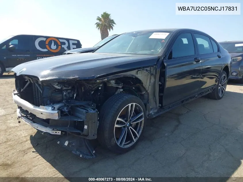 2022 BMW 750 I xDrive VIN: WBA7U2C05NCJ17831 Lot: 40067273