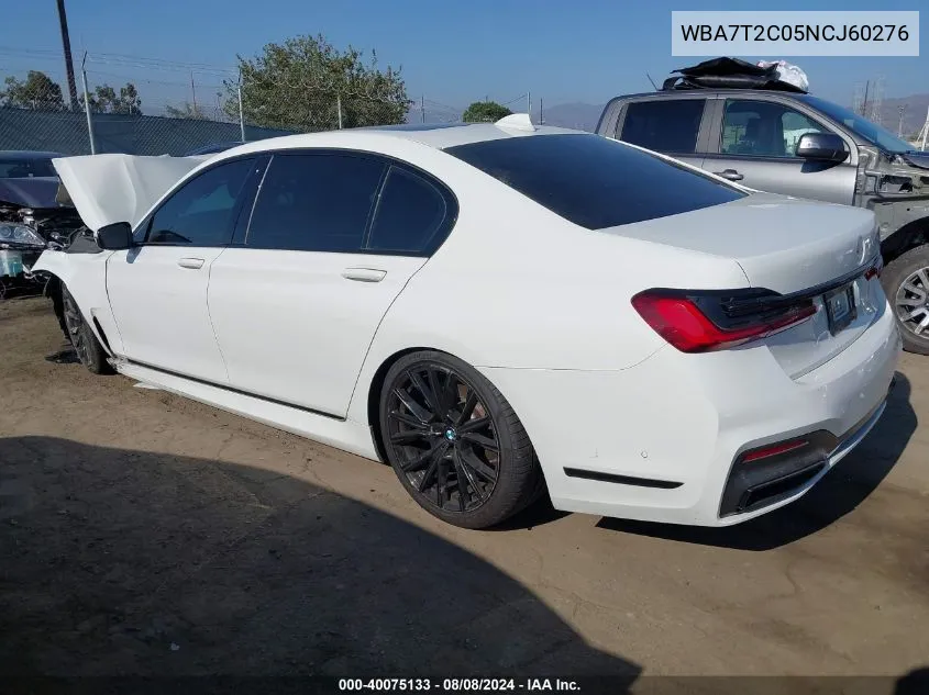 2022 BMW 740 I VIN: WBA7T2C05NCJ60276 Lot: 40075133