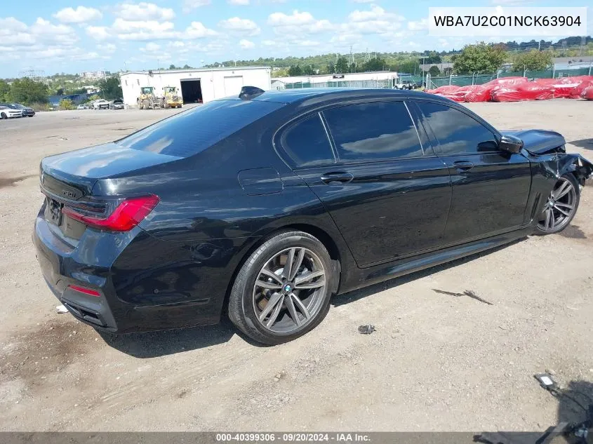 2022 BMW 750 I xDrive VIN: WBA7U2C01NCK63904 Lot: 40399306