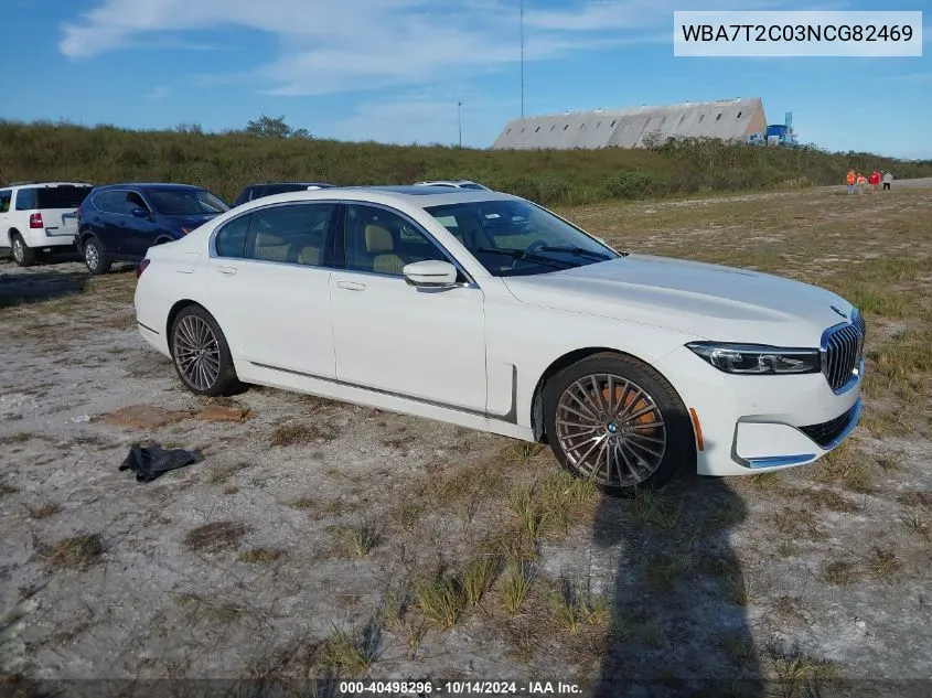 2022 BMW 740 I VIN: WBA7T2C03NCG82469 Lot: 40498296