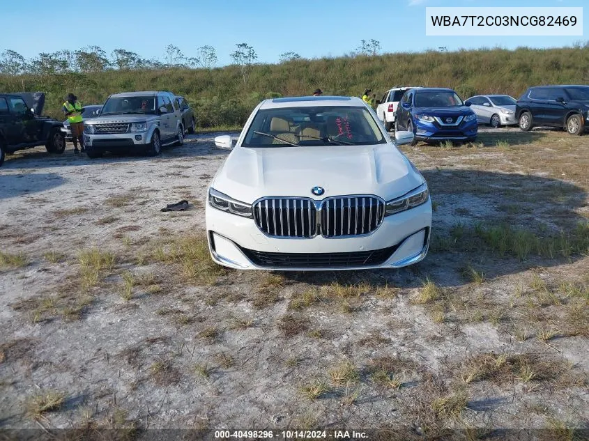 2022 BMW 740 I VIN: WBA7T2C03NCG82469 Lot: 40498296