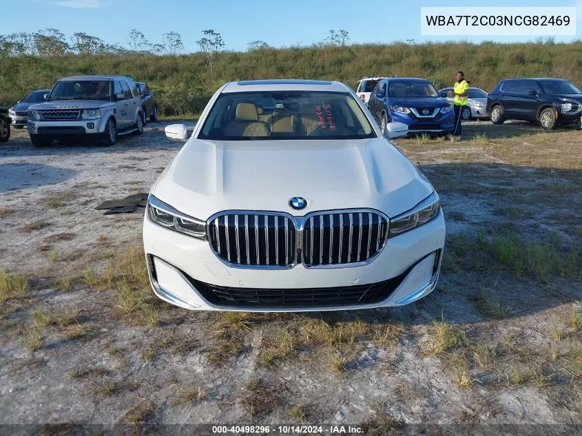 2022 BMW 740 I VIN: WBA7T2C03NCG82469 Lot: 40498296