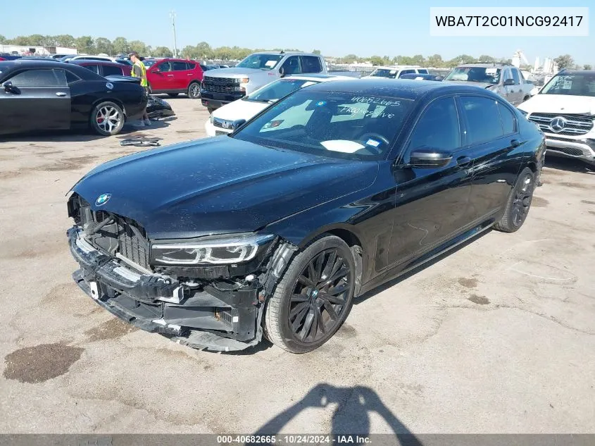 2022 BMW 740 I VIN: WBA7T2C01NCG92417 Lot: 40682665