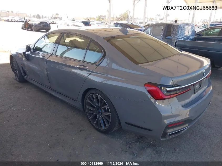 2022 BMW 740 I VIN: WBA7T2C0XNCJ65683 Lot: 40832669