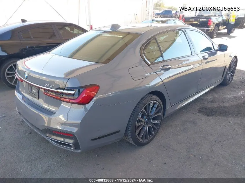 2022 BMW 740 I VIN: WBA7T2C0XNCJ65683 Lot: 40832669