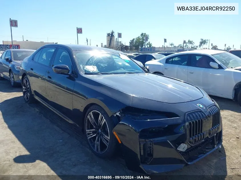 2024 BMW 760 I xDrive VIN: WBA33EJ04RCR92250 Lot: 40316695