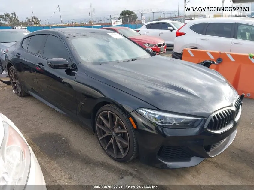 2022 BMW M850I Gtan Coupe xDrive VIN: WBAGV8C08NCG92363 Lot: 38878027