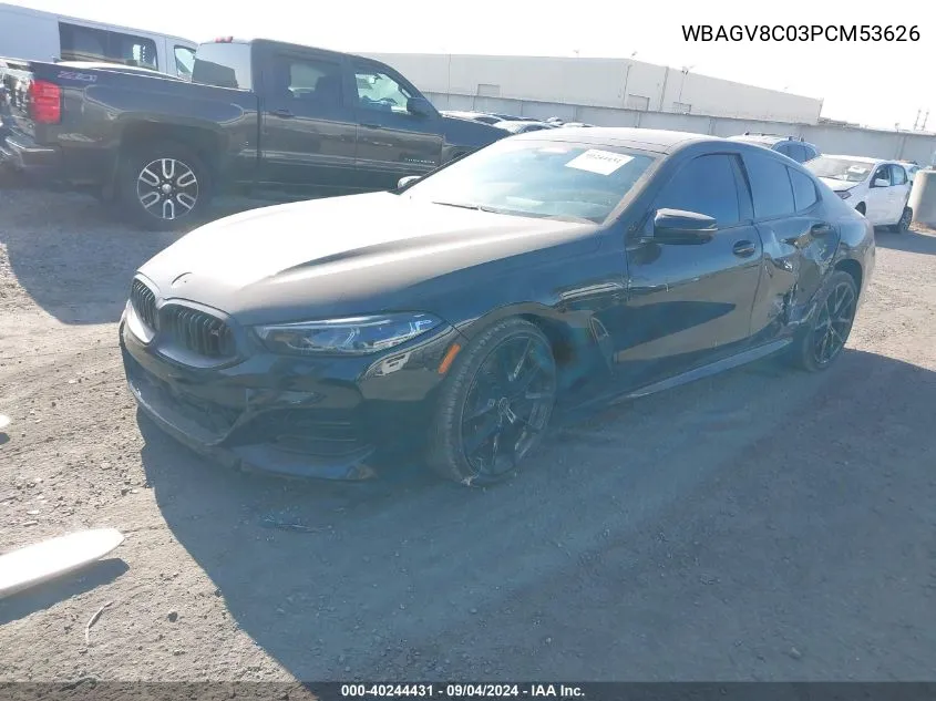 2023 BMW M850I Gtan Coupe xDrive VIN: WBAGV8C03PCM53626 Lot: 40244431