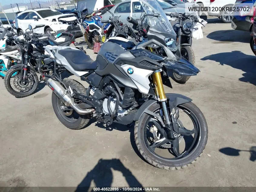 2019 BMW G310 Gs VIN: WB30G1200KR825702 Lot: 40522895