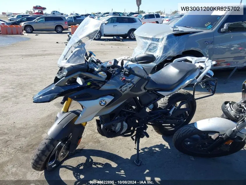 2019 BMW G310 Gs VIN: WB30G1200KR825702 Lot: 40522895