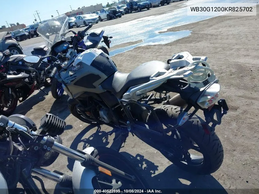 2019 BMW G310 Gs VIN: WB30G1200KR825702 Lot: 40522895