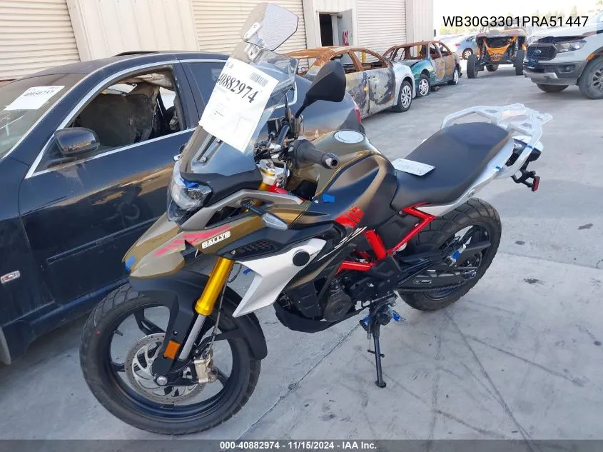 2023 BMW G310 Gs VIN: WB30G3301PRA51447 Lot: 40882974