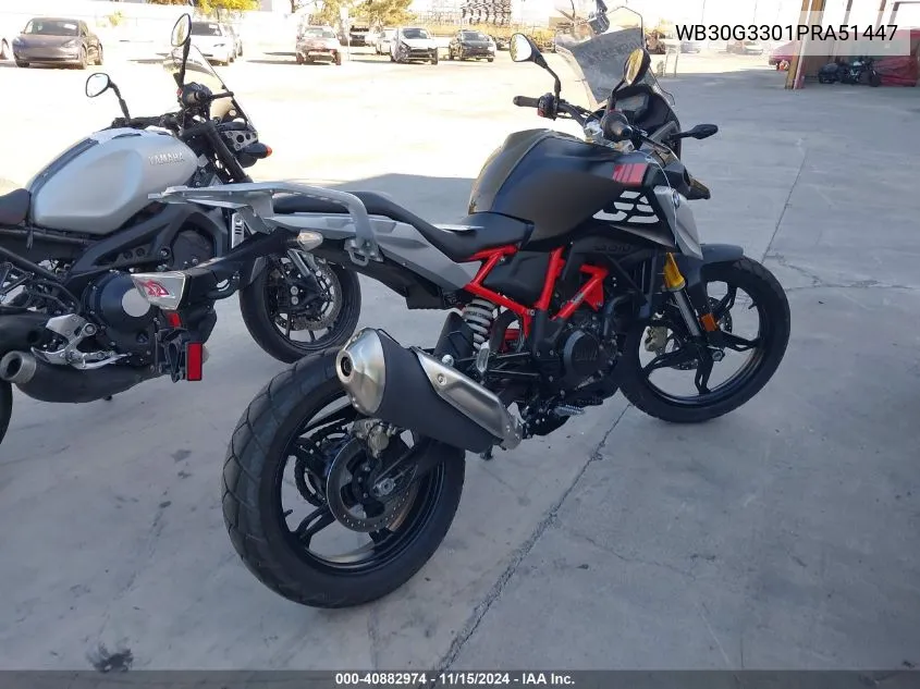 2023 BMW G310 Gs VIN: WB30G3301PRA51447 Lot: 40882974