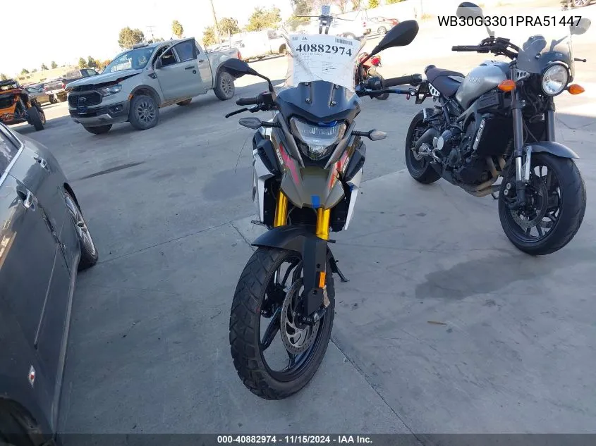 2023 BMW G310 Gs VIN: WB30G3301PRA51447 Lot: 40882974