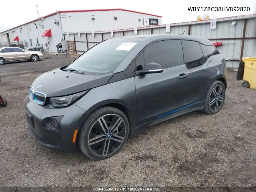 2017 BMW I3 94 Ah W/Range Extender VIN: WBY1Z8C38HV892820 Lot: 40744692