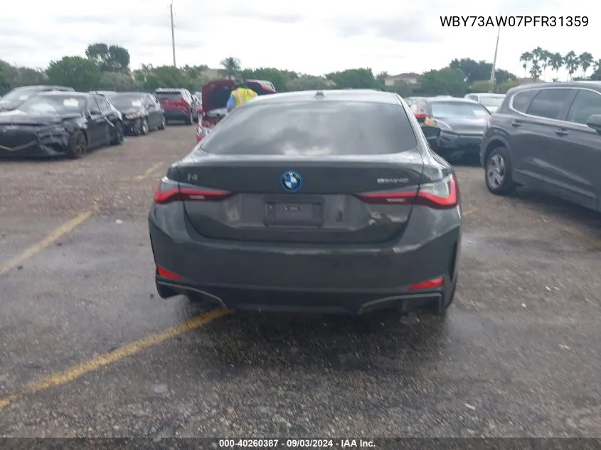 2023 BMW I4 Edrive40 VIN: WBY73AW07PFR31359 Lot: 40260387