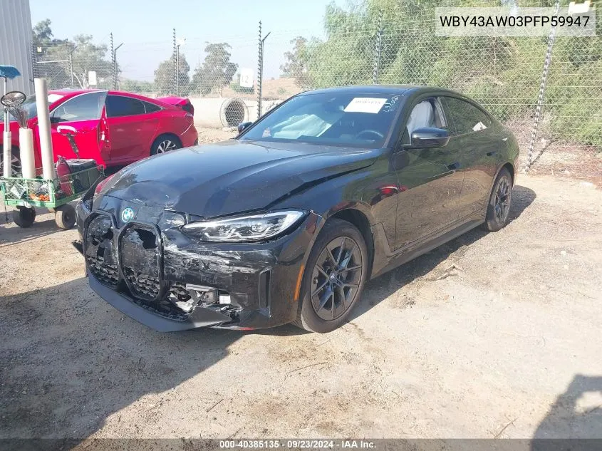 2023 BMW I4 Edrive 35 VIN: WBY43AW03PFP59947 Lot: 40385135